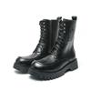 Herren Retro Punk Stiefel mit dicker Sohle und Plateau Jockey Stiefel Street Style Motorradstiefel Coole hohe Stiefel Übergröße