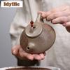 190ml Yixing Purple Clay Teapots Handmade Stone Scoop Pot Raw Ore Green Section Mud Tea Maker Kettle With Strainer Zisha Tea Set