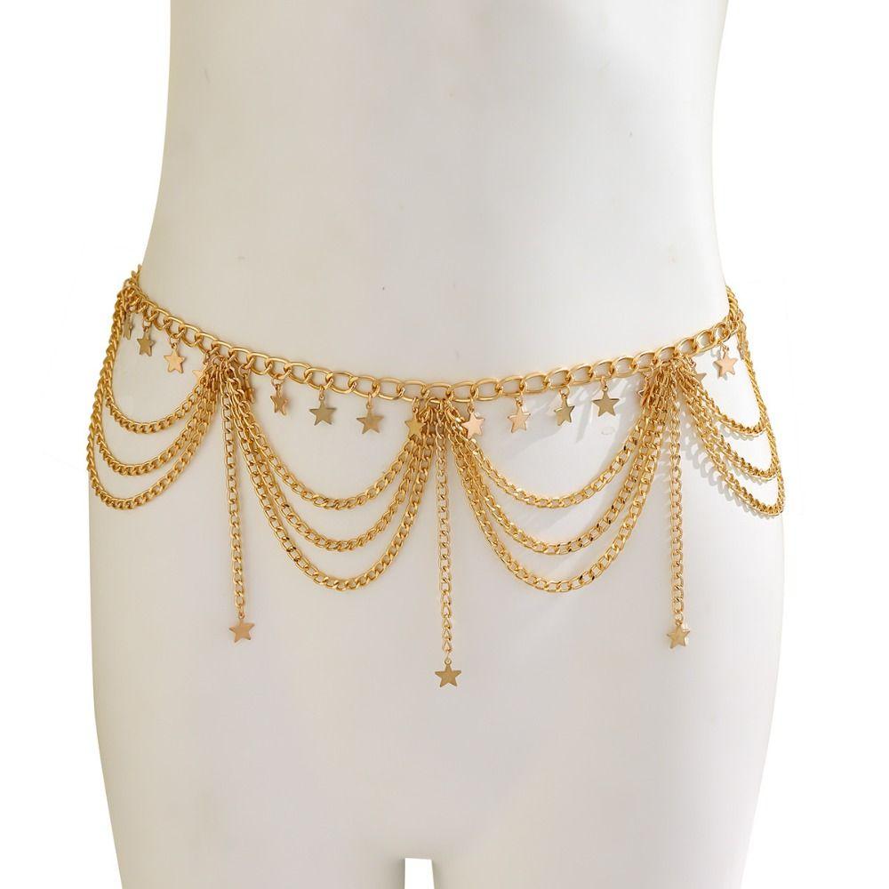 Silver Pearl Tassel Waist Chain Body Jewelry Metal Body Chain Tassels   Beach Accessories