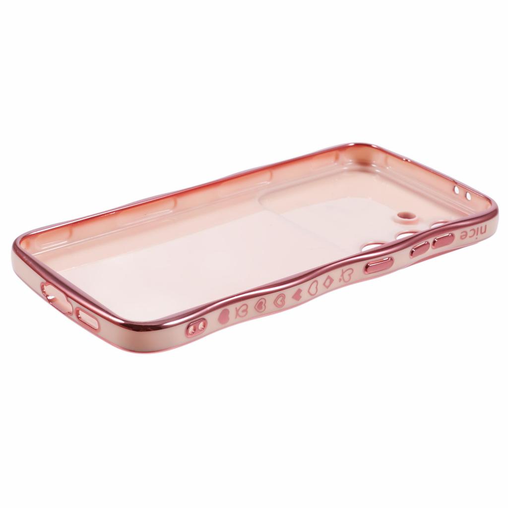 Etui na Samsunga Galaxy S24 FE z sercami, pokrowiec na telefon z TPU, ramka z falą, duże okienko