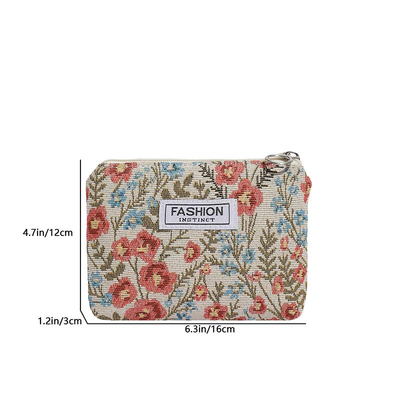 Yogodlns Women Floral Fabric Makeup Bag Cosmetics Case Brush Wash Bag for Birthday Holiday Gifts