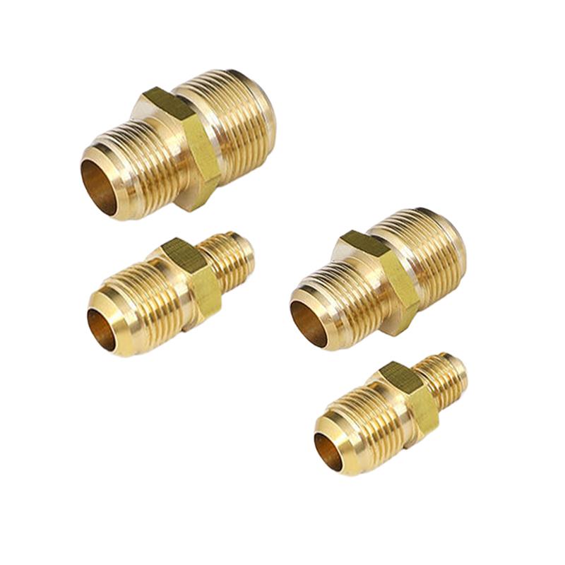 Equal Reducer Nipple Flare Tube OD 1/4" 5/16" 3/8" 1/2" 5/8" 3/4" 7/8" SAE-Standard Brass Pipe Fitting Connector Air Coniditoner