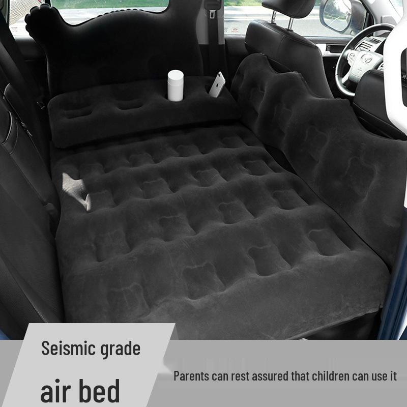 Universal Inflatable Car Bed - Rear Seat Flocking Sleep Pad with Cartoon Design