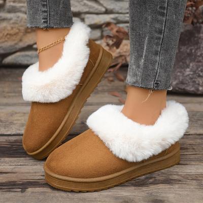 2025 Winter Warme Damen Schneestiefel mit dicker Sohle Übergröße Fleece gefüttert Niedrig geschnitten Warm Vielseitige Baumwollschuhe Damen Stiefeletten
