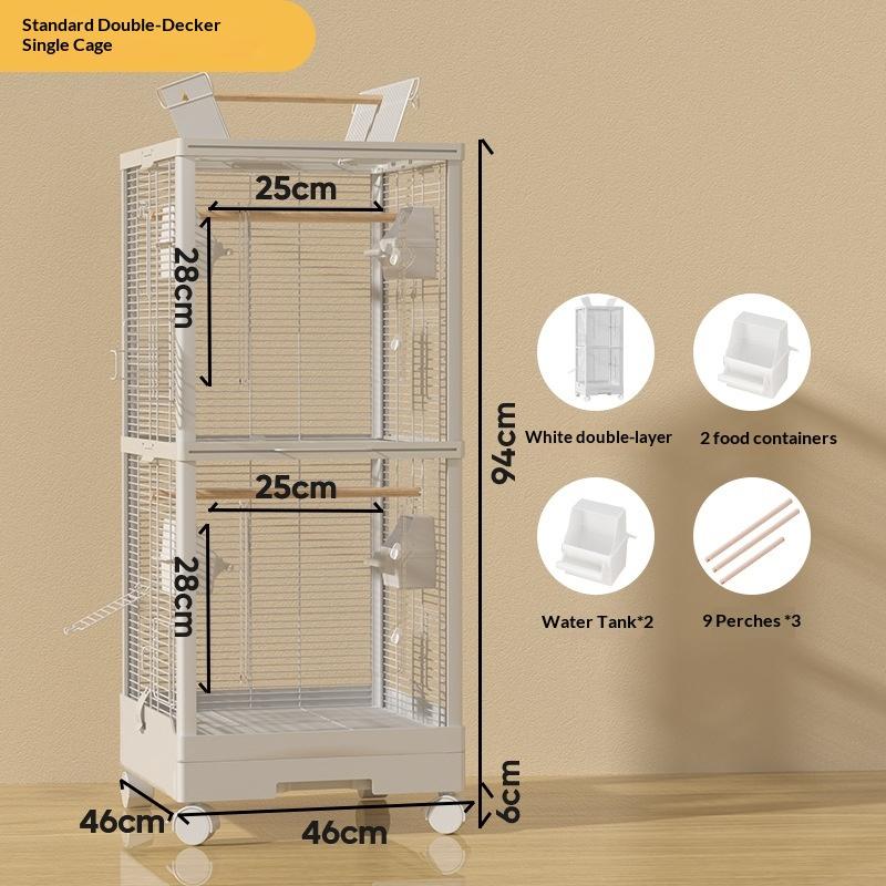 Double Transparent Parrot Cage Splash-proof Large Bird Cage Horizontal Silk Tiger Skin Mystic Phoenix Breeding Cage