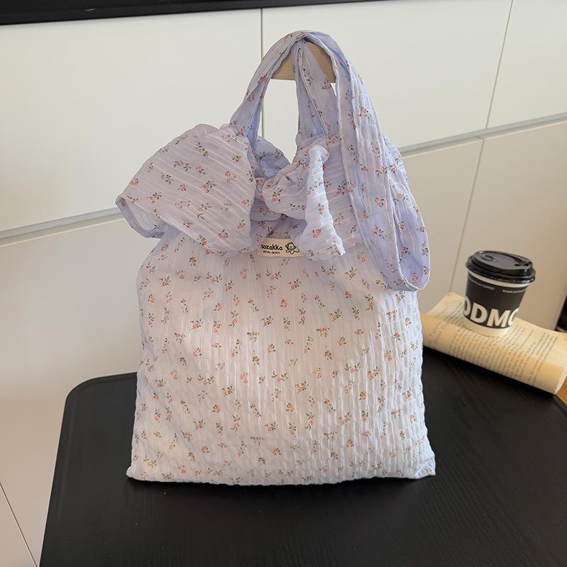 Lotus Leaf Edge Floral Cloth Bag Women's Bag New Trend Tote Bag Large Capacity Bag