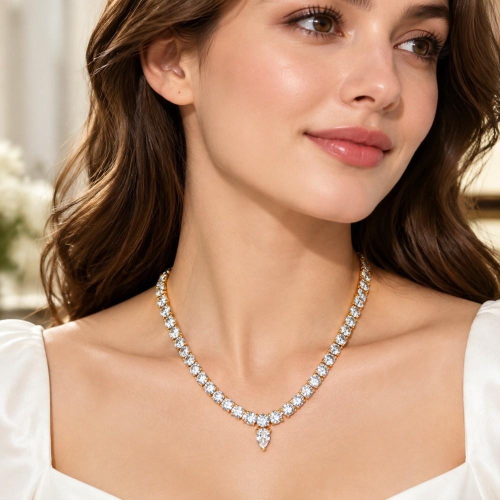 Closely Set Rhinestone Full Rhinestone Necklace Lightweight Minimalist Necklace Wear