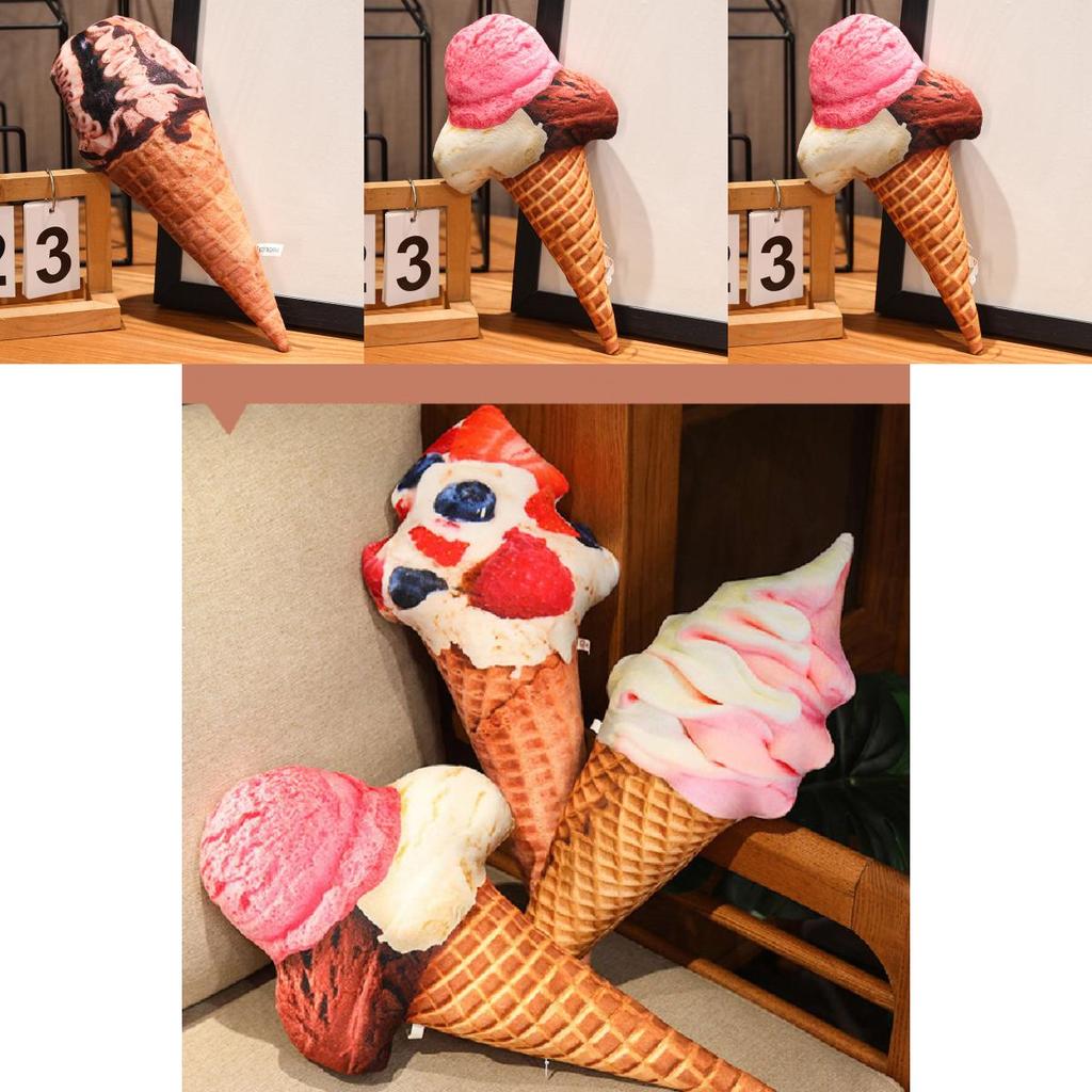 Cute Ice Cream Cone Plush Toy Pillow Strawberry Cream Chocolate Vanilla 20cm Stuffed Doll