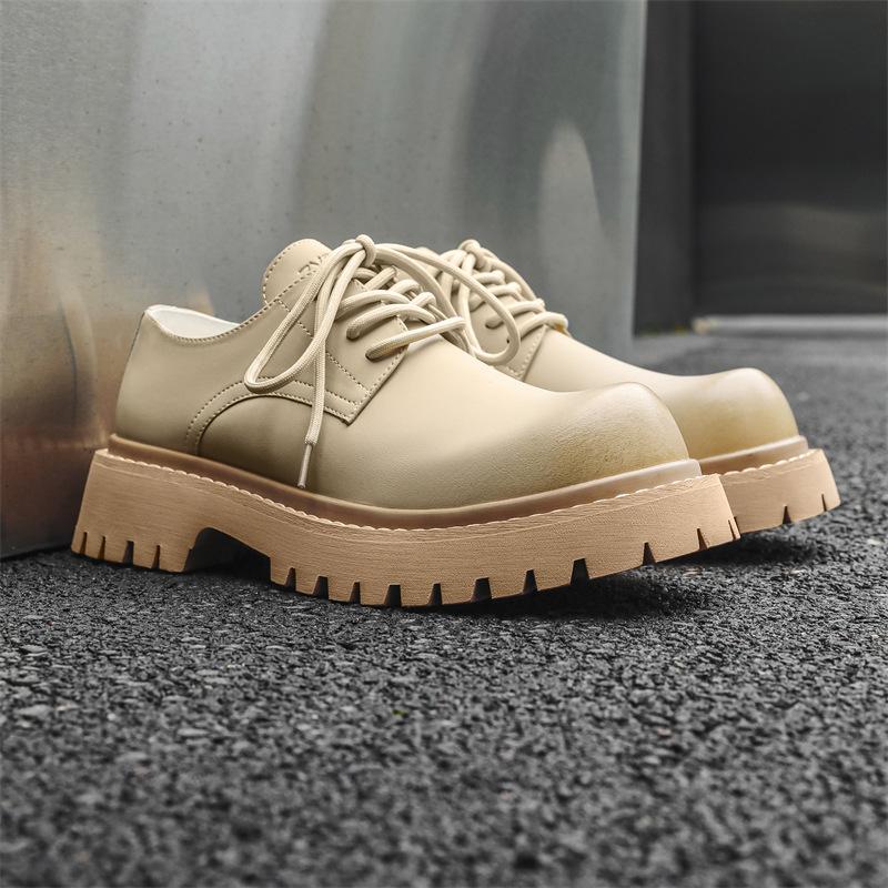 

Round head inner height increase British casual low-top men s youth tooling trend Korean version of business anti-skid 32057-J 44 жёлтый