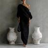 Spring/Summer 2026 Europe High-end Women's Long Sleeve Off-the-Shoulder Mid-Waist Pullover Dress