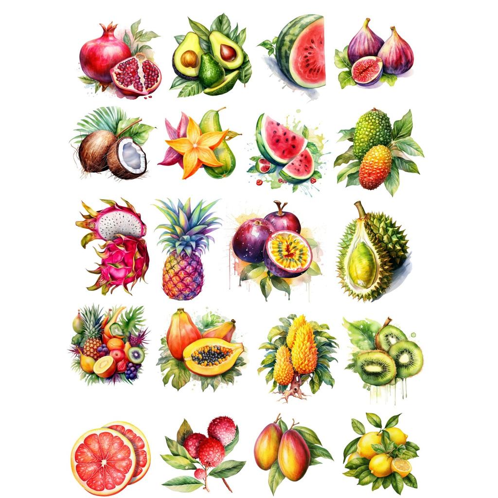 20pcs tropical fruit stickers for DIY journals, planners, laptop decorations, book , planner , high-quality prints  journal