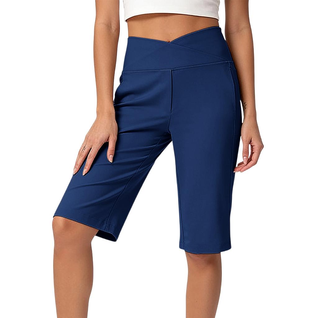 Women's Fashion -Color Stretch Yoga Cropped Pants With Pockets