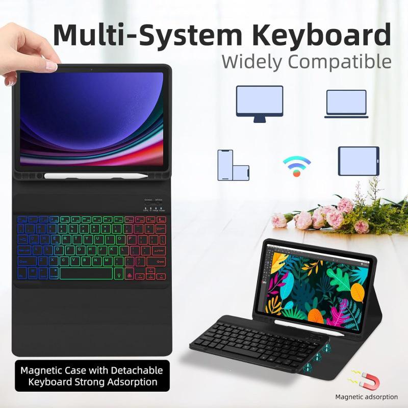 Samsung Galaxy Tab S9 FE 11" Bluetooth-Tastaturhülle mit 7-farbiger Hintergrundbeleuchtung