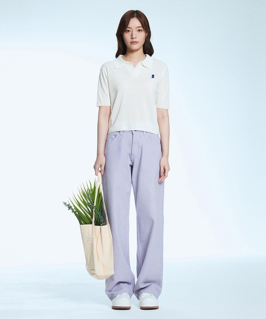 Sekeonmonollogeu Keyhole Collar Short Sleeve Summer Knit Ivory Sekt005Ivory