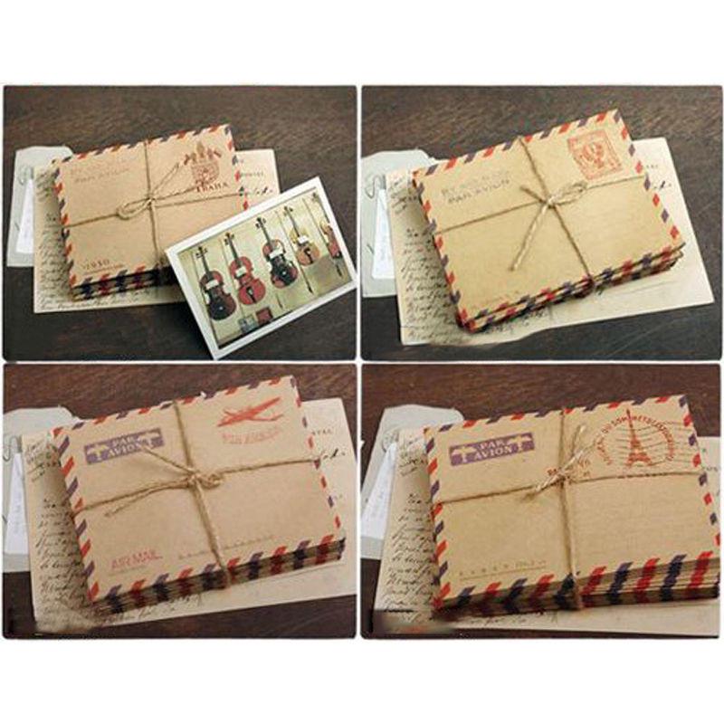 10 Sheet Vintage Mini Paper Card Envelope Postcard Letter Stationary