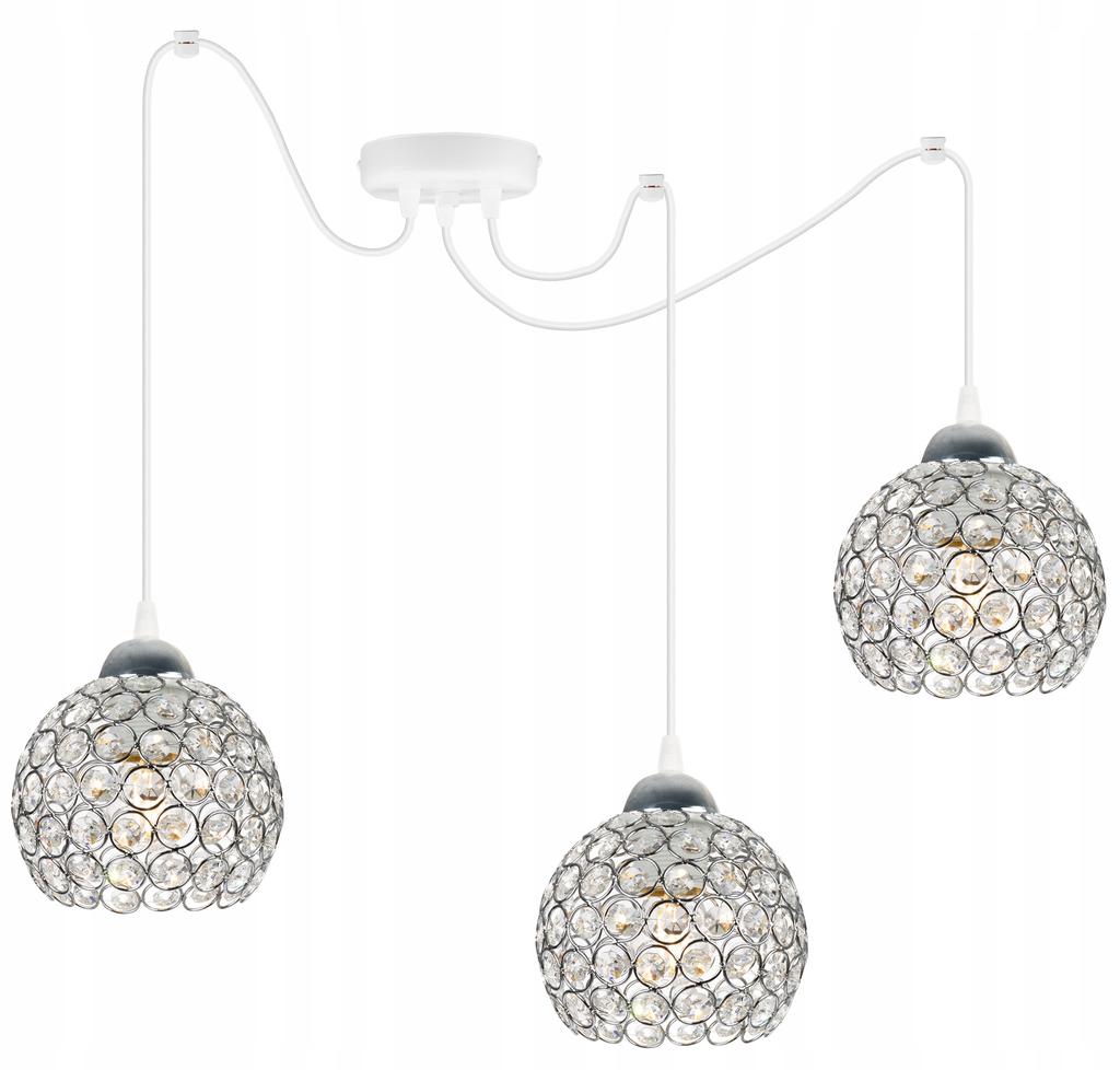CHROME SPIDER HANGING LAMP, CRYSTAL CEILING