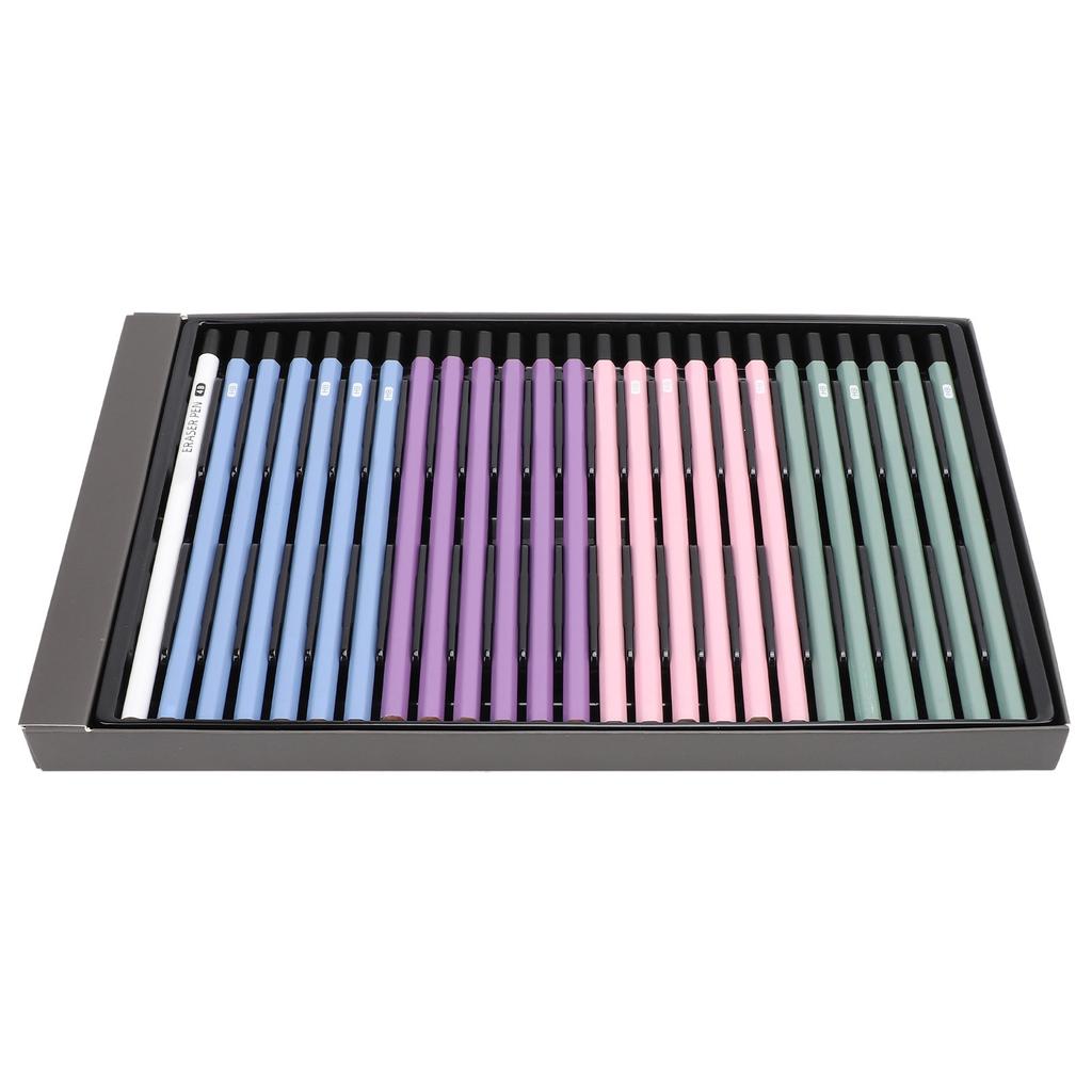 24 Pcs HB Pencils with Eraser Pen Wooden Hex Pencil Set for Drawing Sketching Doodling