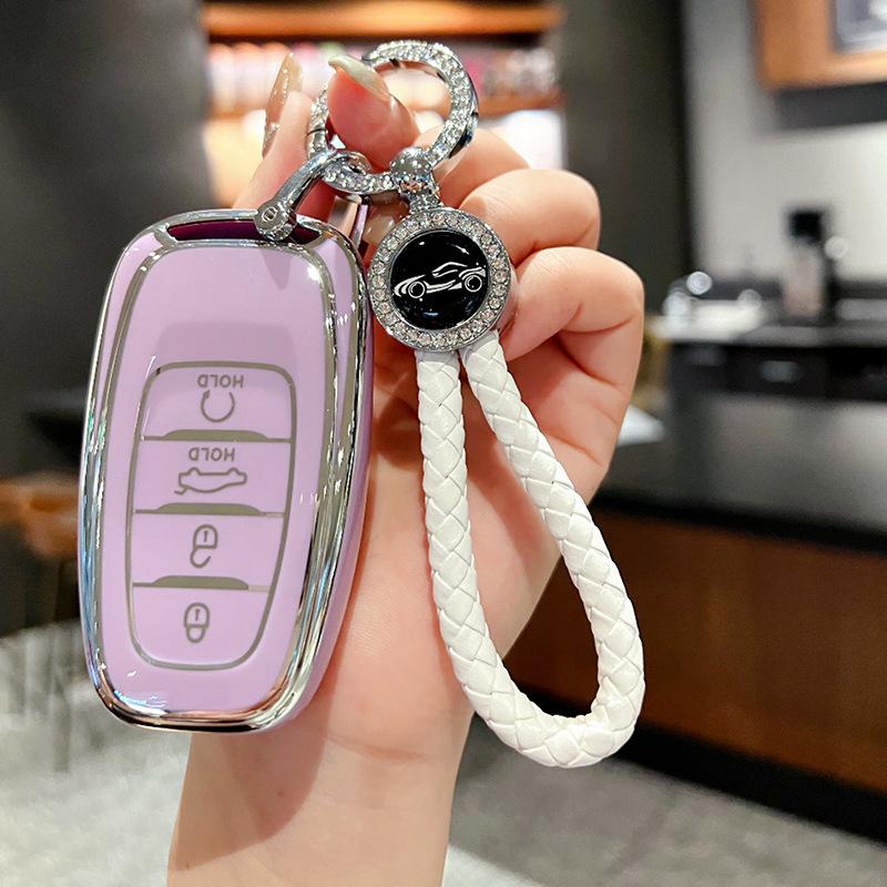 Suitable for Hongqi H5 Key Cover H7 HS5 HS7 New Energy EHS3 Car Leather Men's and Women's Keychain Case