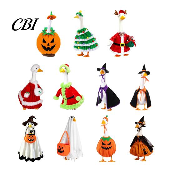 Christmas Porch Goose Outfit Halloween Ghost Outfit, Apparel, Festive Costume Outdoor Holiday Decor for 23 Inch Statue, Garden Yard Lawn Decoration
