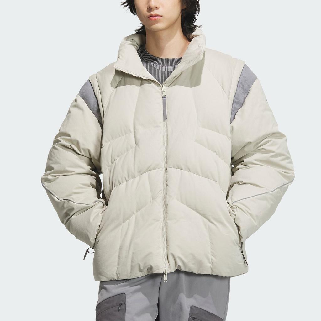 adidas FW24 FUSTL Series P DJK Mid Removable Insulated Sports Casual Down Jacket Men Jacket Light-Sesame Earth-Gray JM6175