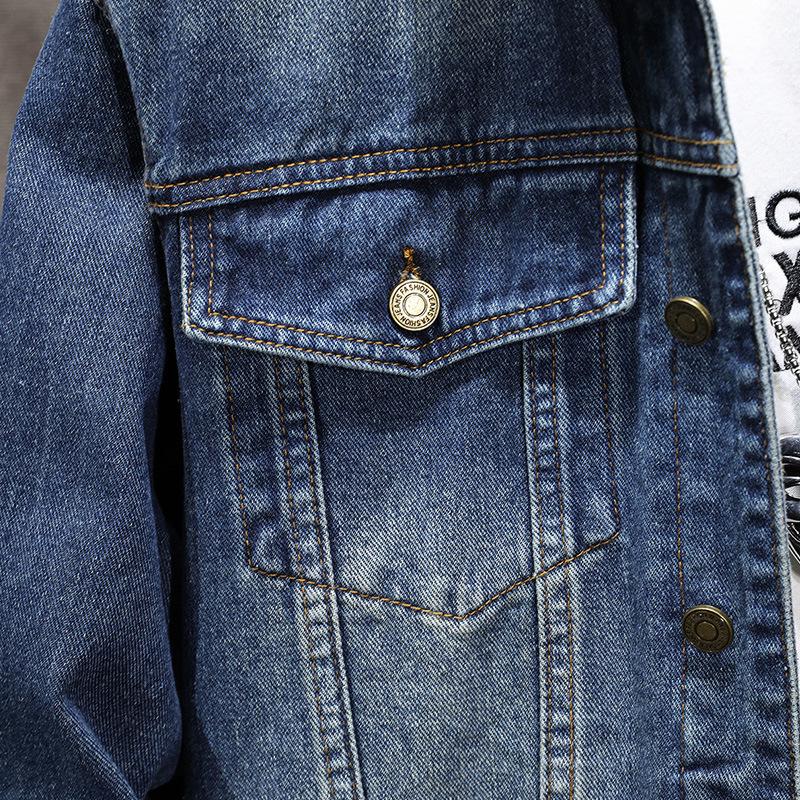 European & American Street Style Men's Washed Denim Jacket - Retro Punk, Loose Fit, Heavy Duty Workmanship