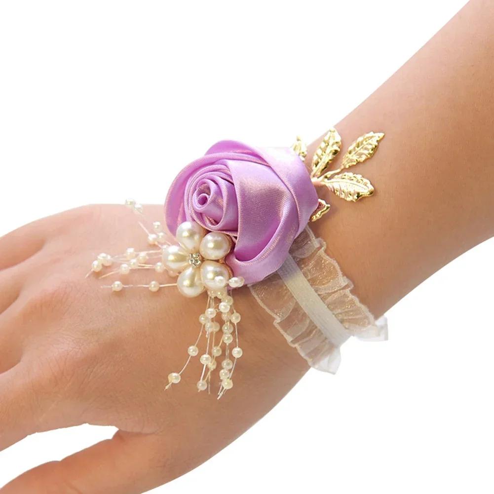 Wedding Flowers Wrist Flowers Garlands Wedding Supplies Dark Pink Light Grey Light Pink Pink Rose 7*7cm Champagne