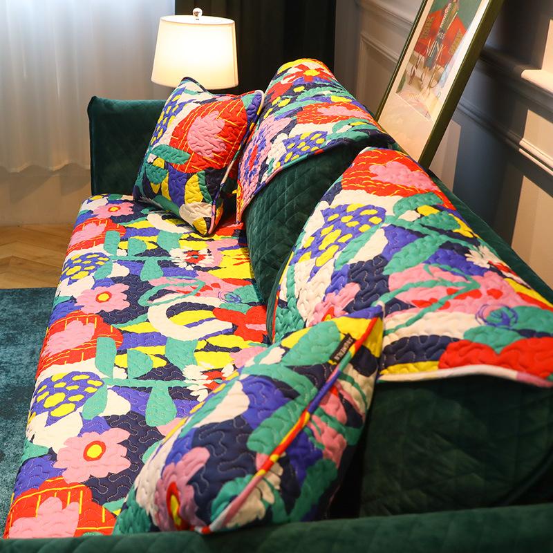 Si Kreative Farbe Baumwolle Sofa Kissen Stoff Rutschfest Vier Jahreszeiten Universal Leder Sofa Kissenbezug
