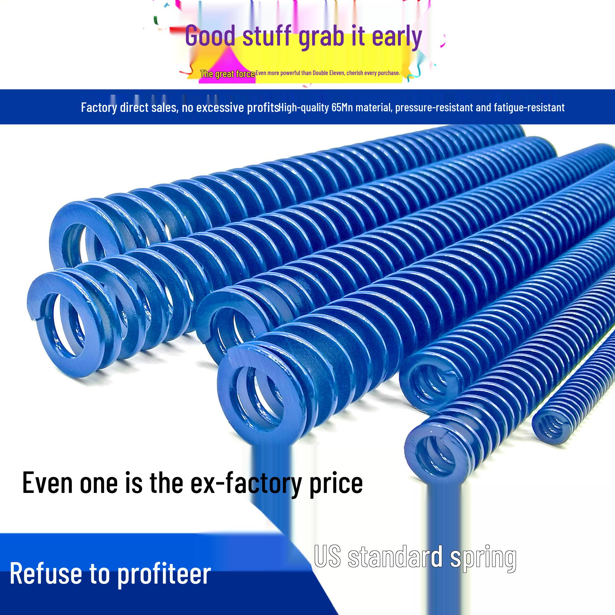 US Standard Blue Molded Rectangular Compression Spring with OD Options 6-40 Other