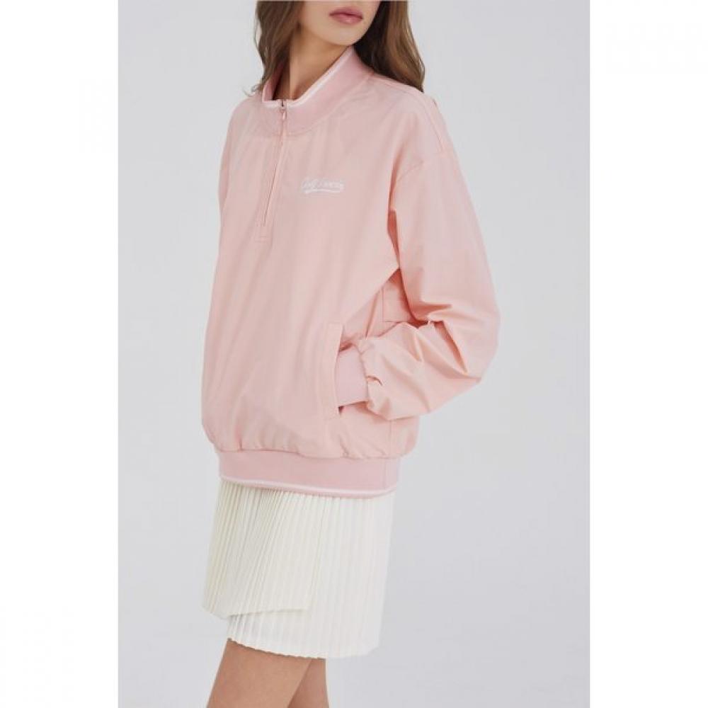 GOXO Golf Rubber Woven Half Zip Pink