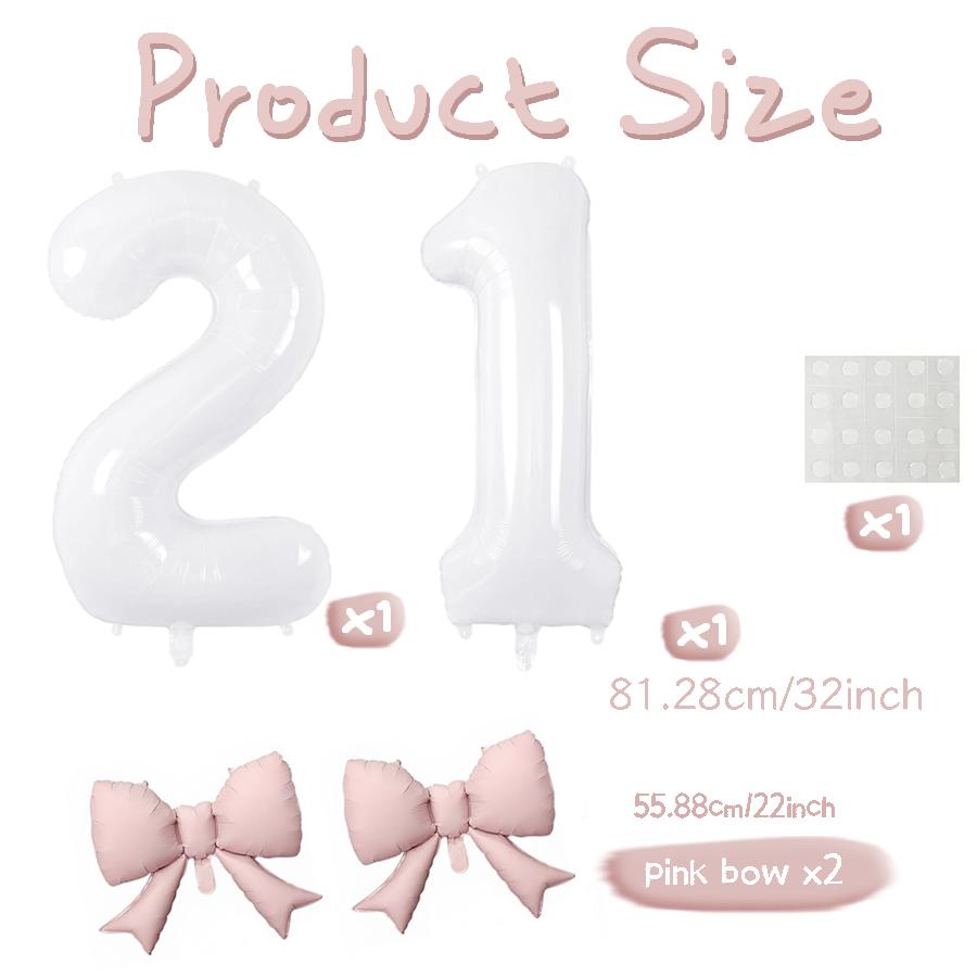 Number balloon set baby pink bow balloon ,white and pink balloon birthday proposal, weddingballoon decoration