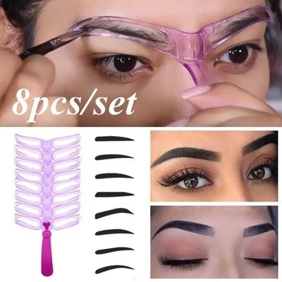 8 in 1 wiederverwendbare Augenbrauen-Schablone, Schönheits-Make-up, Augenbrauen-Stempel-Vorlage, Augenbrauen-Form-Set, Augenbrauen-Make-up-Werkzeuge