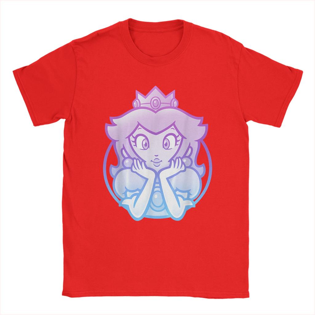 Unisexs TShirts Super Marios Princess Peach Gradient Portrait Amazing Cotton Tees T Shirt Round Neck Clothes New Arrival
