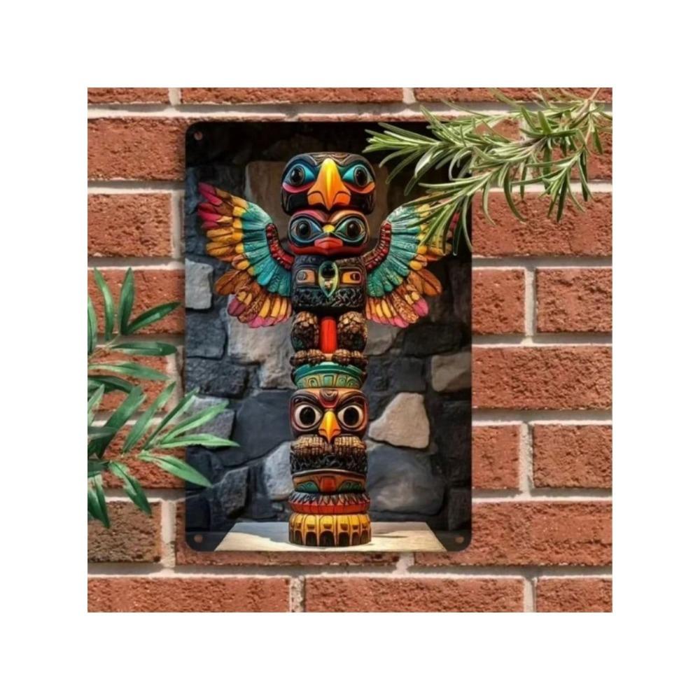 Vintage Metal Wall Art Retro Totem Stone Decor Panel