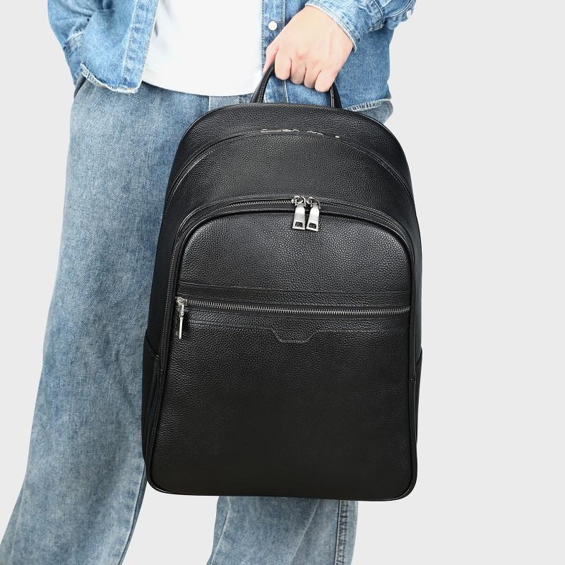 Leather Large Capacity Business Backpack Men s Computer Bag With High-end Feel Top Layer Cowhide Men чёрный