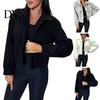 Big Pocket Jacket Fall Winter Women Turn-down Collar English Style Chest Pockets Windproof Lightweight Outwear Single-breasted Solid Color Button