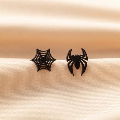 Cartoon Spinnennetz Edelstahl Stecker Ohrringe Damen Gold Schwarz Tier Spinne Piercing Ohrringe Stilvolle Schlichtheit Party Geschenke