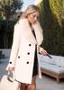 European and American Women's Autumn/Winter Korean Style Wool Coat with Big Fur Collar and Double-Breasted Casual Jacket.