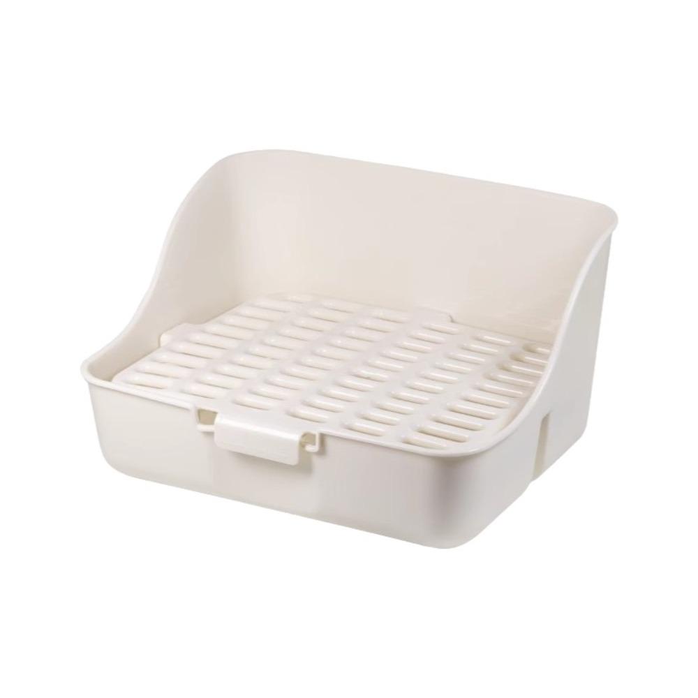 

Антиопрокидывающаяся кроличья туалетная коробка, брызгозащитная горшок-тренажер для животных, туалетный лоток для питомцев, для использования в помещении белый