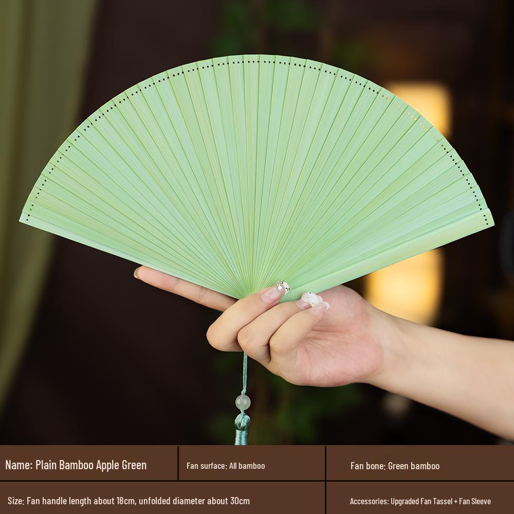 Bamboo Folding Fan: Portable Chinese Style for Summer, Cheongsam, Hanfu, and Children's Dance