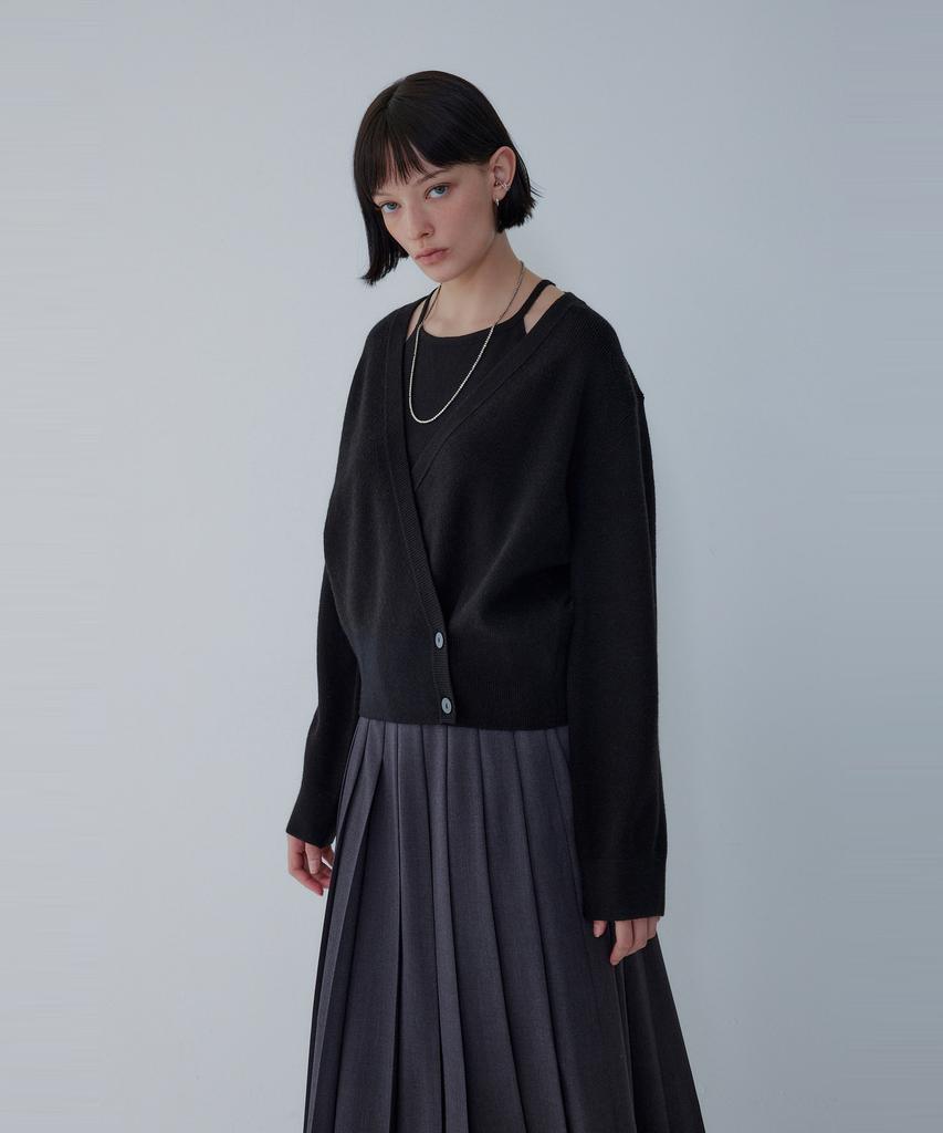 Bobeu Cardigan Layered Wool Blend Knit Pullover_Black 7156150002
