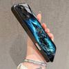 Gradient Blue Flame Wolf Pattern Tempered Glass Phone Case For iPhone 17 16 15 14 13 12 11 Pro Max 17Air 16E 7 Plus XR XS Cover