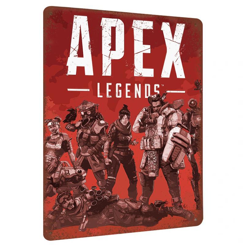 Apex Legends Personaggi del Gioco Cartello in Latta Metallica Personalizzato Decorazione Murale per Stanza dei Giocatori Decorazione per la Casa