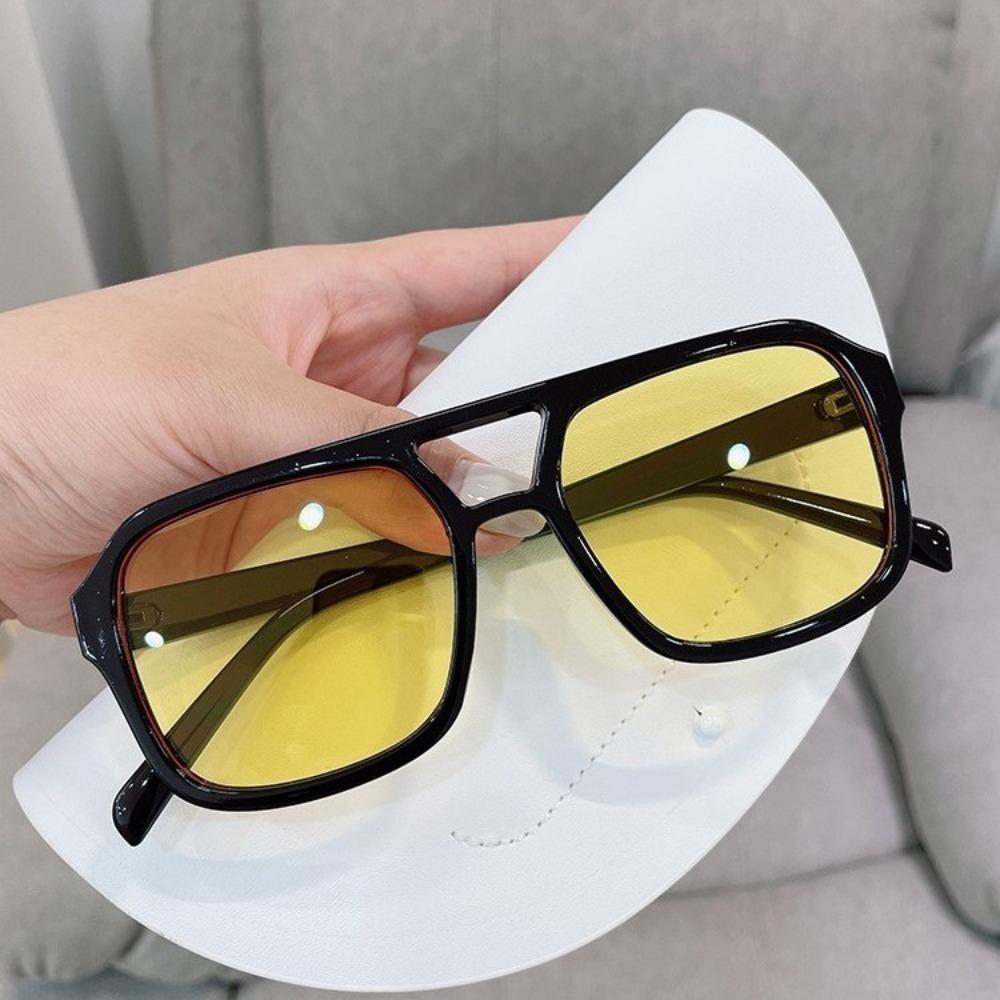 Double Beam Pilot Sun Glasses UV400 Retro Eyewear Lightweight Square Sunglasses  Photography