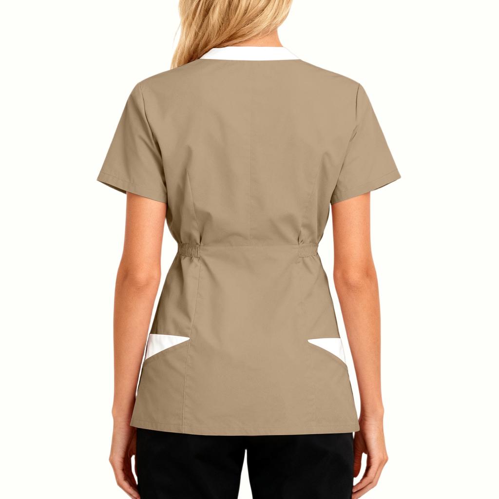 Women's Loose And Comfort V-Neck Casual  Work Clothes Top Short Sleeve Shirt