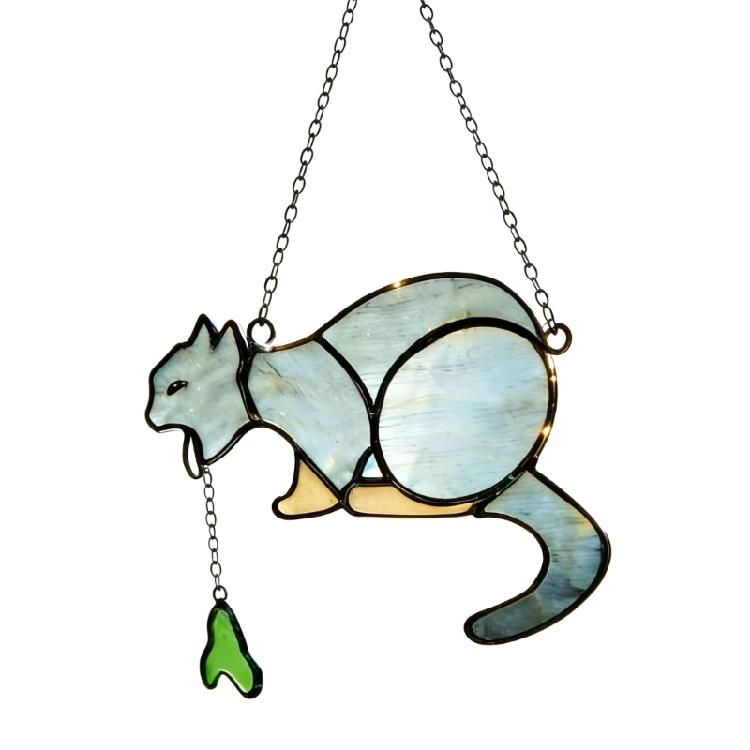 

Funny Cats Vomit Suncatchers 2D Acrylic Stained Glass Effect Window Hanging Garden Decors Valentines Day Gift for Womens 1