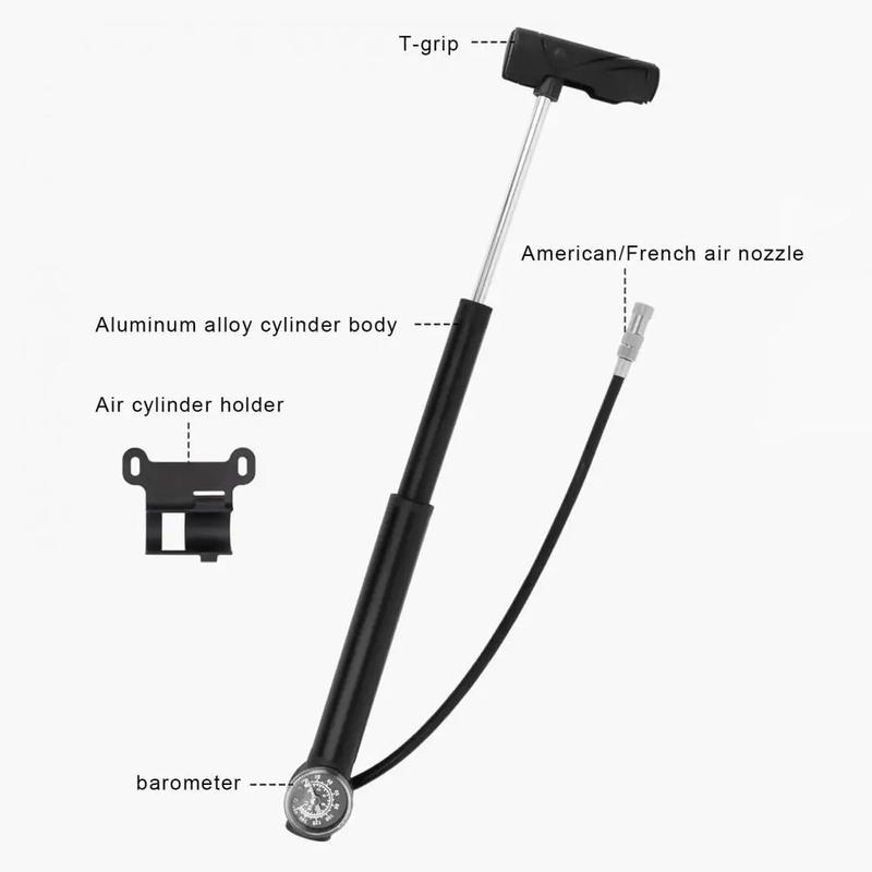 Bicycle Pump Portable High Pressure Bike Pump with Gauge for Universal Handheld Tire Inflation Lightweight Cycling Accesseries