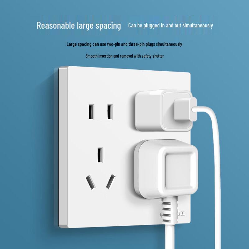 OIMG 86-Type Staggered Double Universal 8-Hole Socket Panel, White