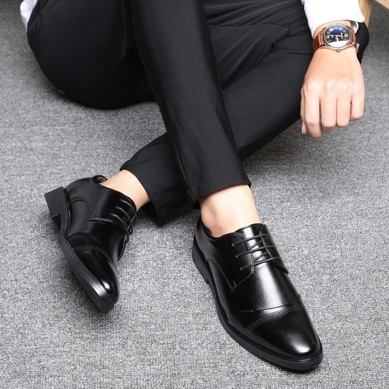 Formal Shoes Men's Elastic Leather Shoes Luxury Business Leather Shoes for Men Wedding Shoe Loafers Pointed Social Male Oxford