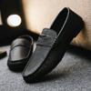 Loafers men's trend 2025 new casual leather shoes summer breathable lazy one pedal soft-soled driving men's shoes