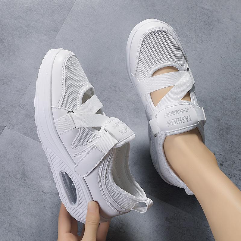 Außenhandel Damenschuhe Sportschuhe leichte weiche Sohle lila erhöhende Schuhe Plateau Rocking Schuhe Klettverschluss Schuhe Luftkissen Krankenschuhe